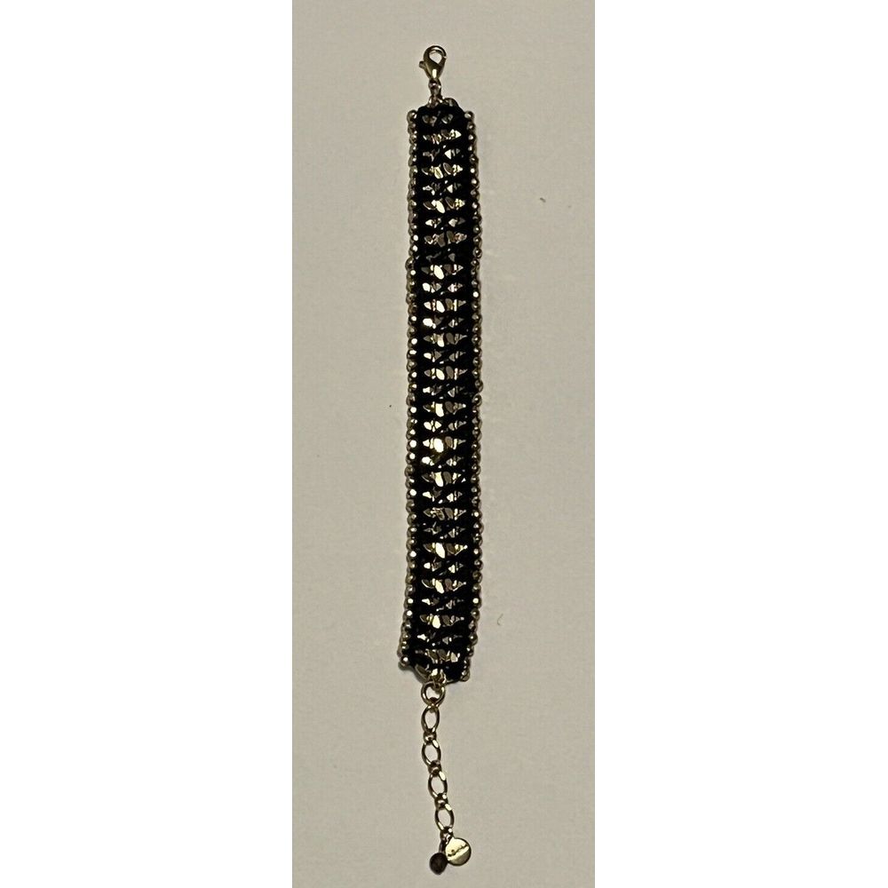 Stella & Dot Black And Gold Wrap Designer Fashion Costume Bracelet